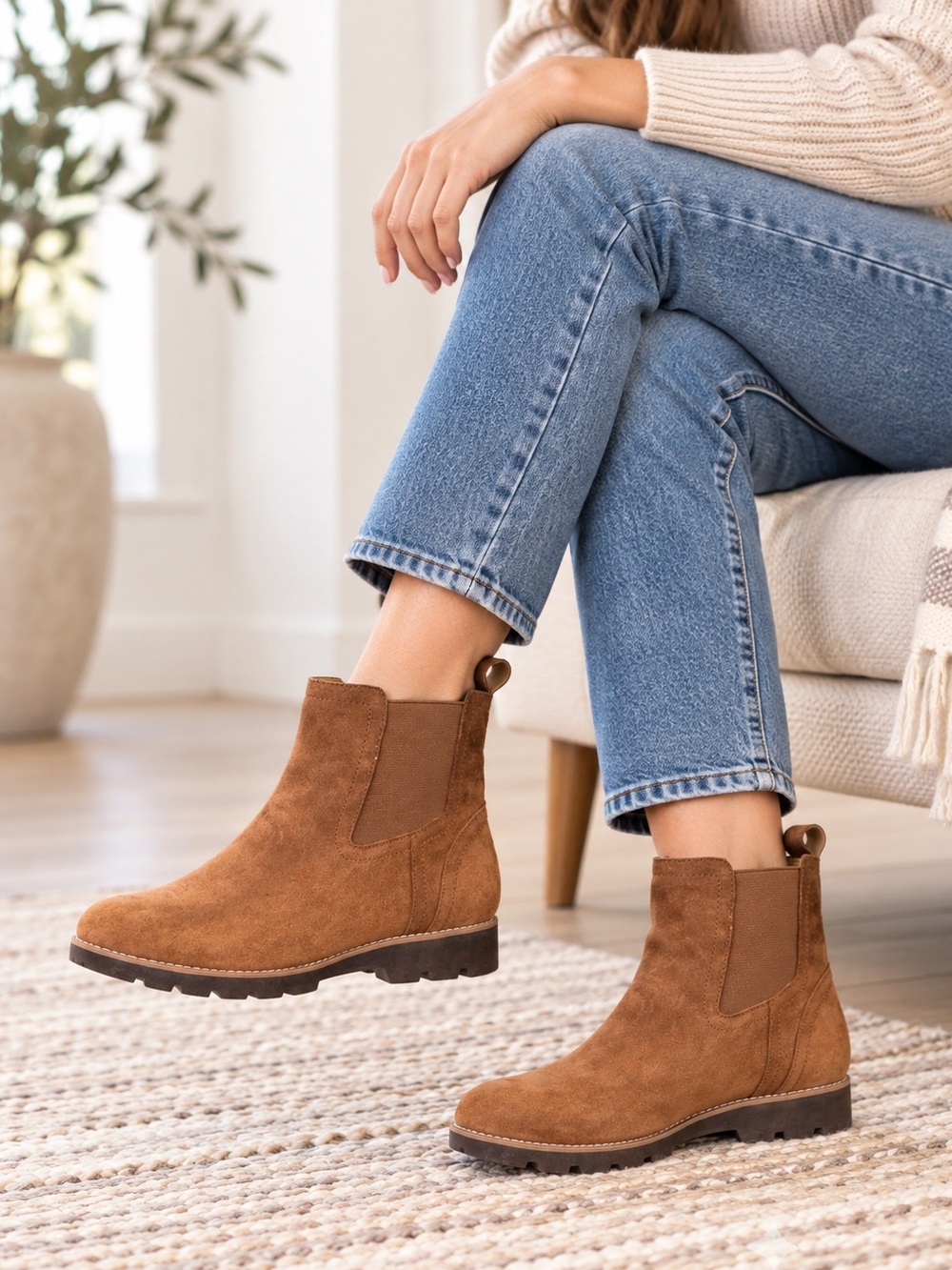 Vionic Brighton Brown Suede Chelsea Ankle Boots Women’s Size 10